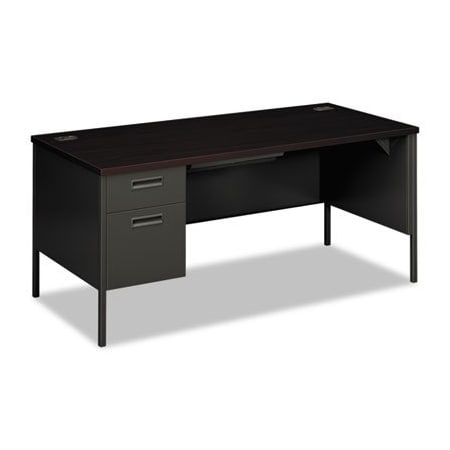 Hon HON, METRO CLASSIC LEFT PEDESTAL DESK, 66W X 30D X 29.5H, MAHOGANY/CHARCOAL P3266LNS